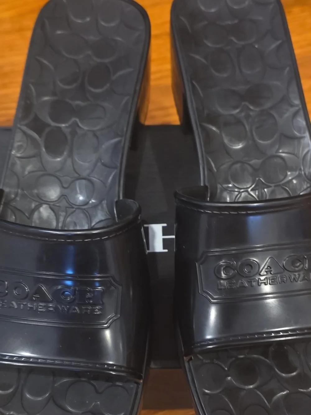 size 8 B coach rubber black sandals with tag womens
